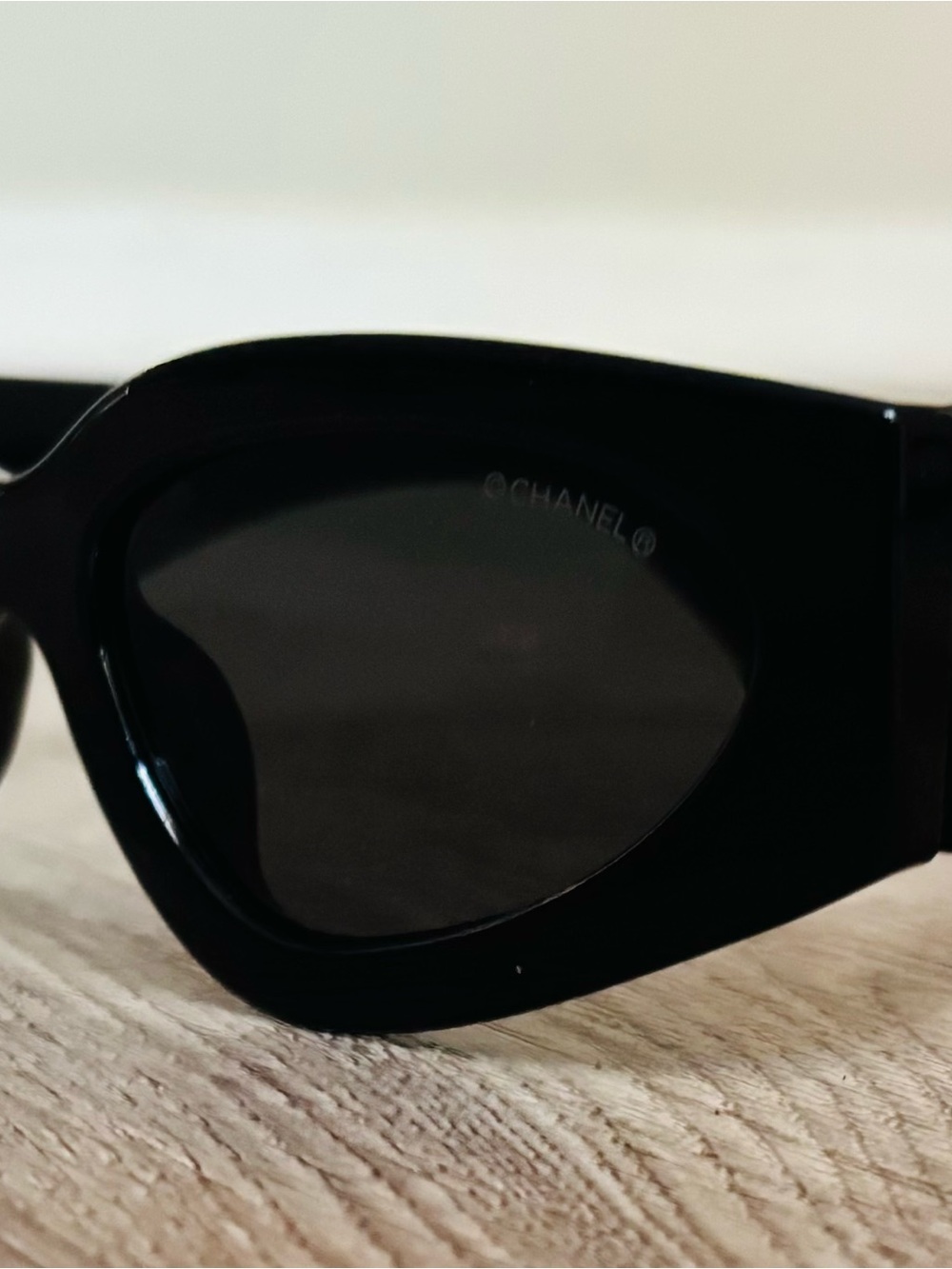 CHANEL Black Cat-Eye Sunglasses with Dark Lenses